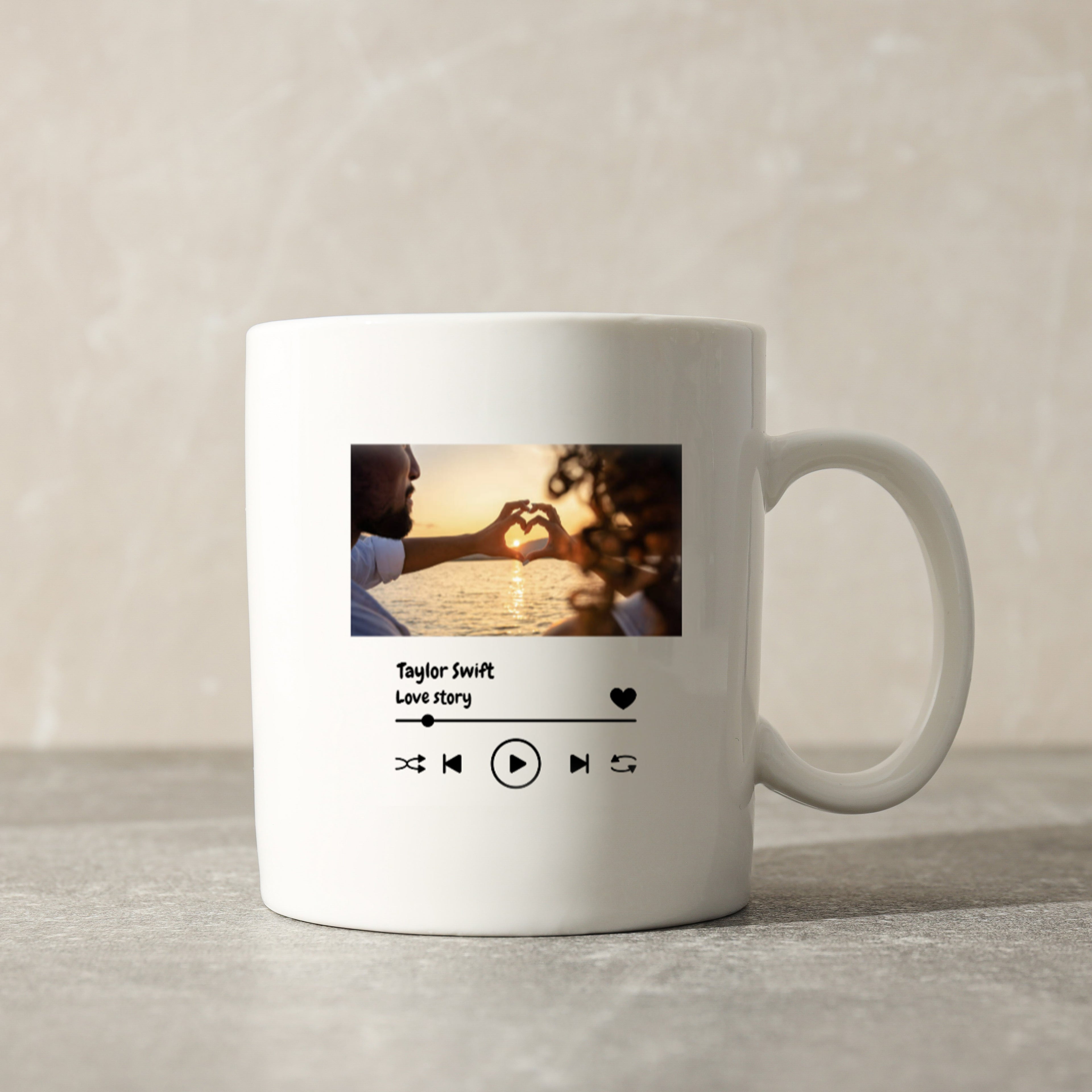 Custom Music Player Mug — Personalized Song, Artist & Photo